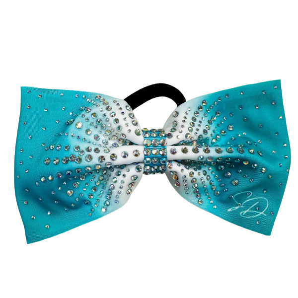 Haarstrik Turquoise Wit AB Steentjes